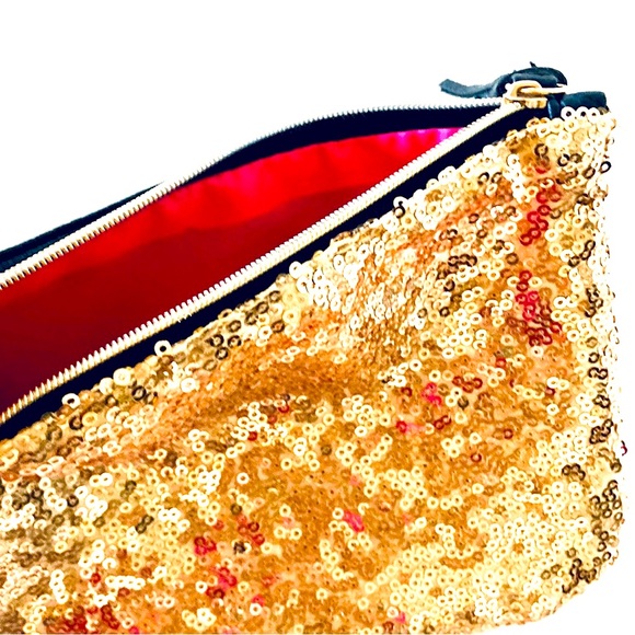 Gold Sequin Ipsy Mini Zipper Pouch Cosmetic Bag - Picture 3 of 3